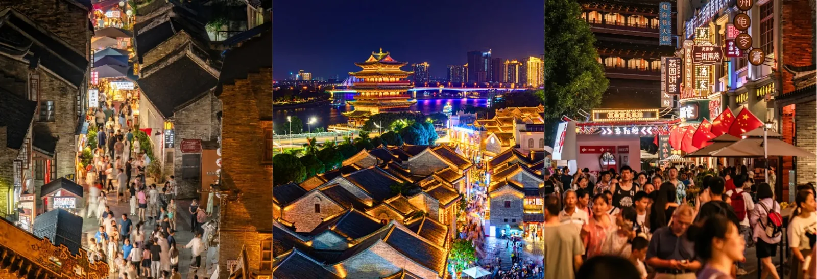 Thái Bình Cổ Trấn về đêm trong tour Quảng Tây