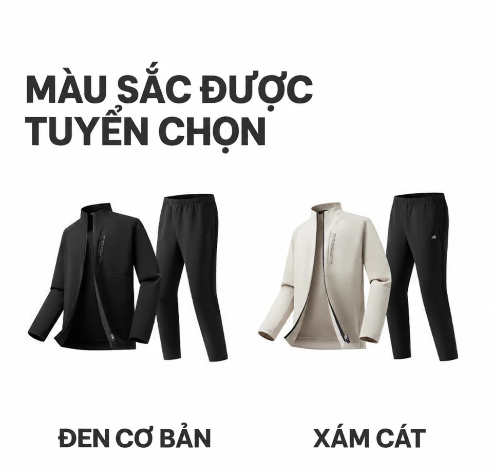 Bộ thể thao nam GuiRenniao 2026 – Áo khoác khóa kéo & quần dài - ảnh 1